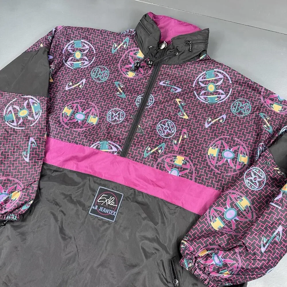 VTG Exile Function Jacket Men XL Black Purple Ski Grafitti Gorpcore Street Skate - Picture 1 of 9
